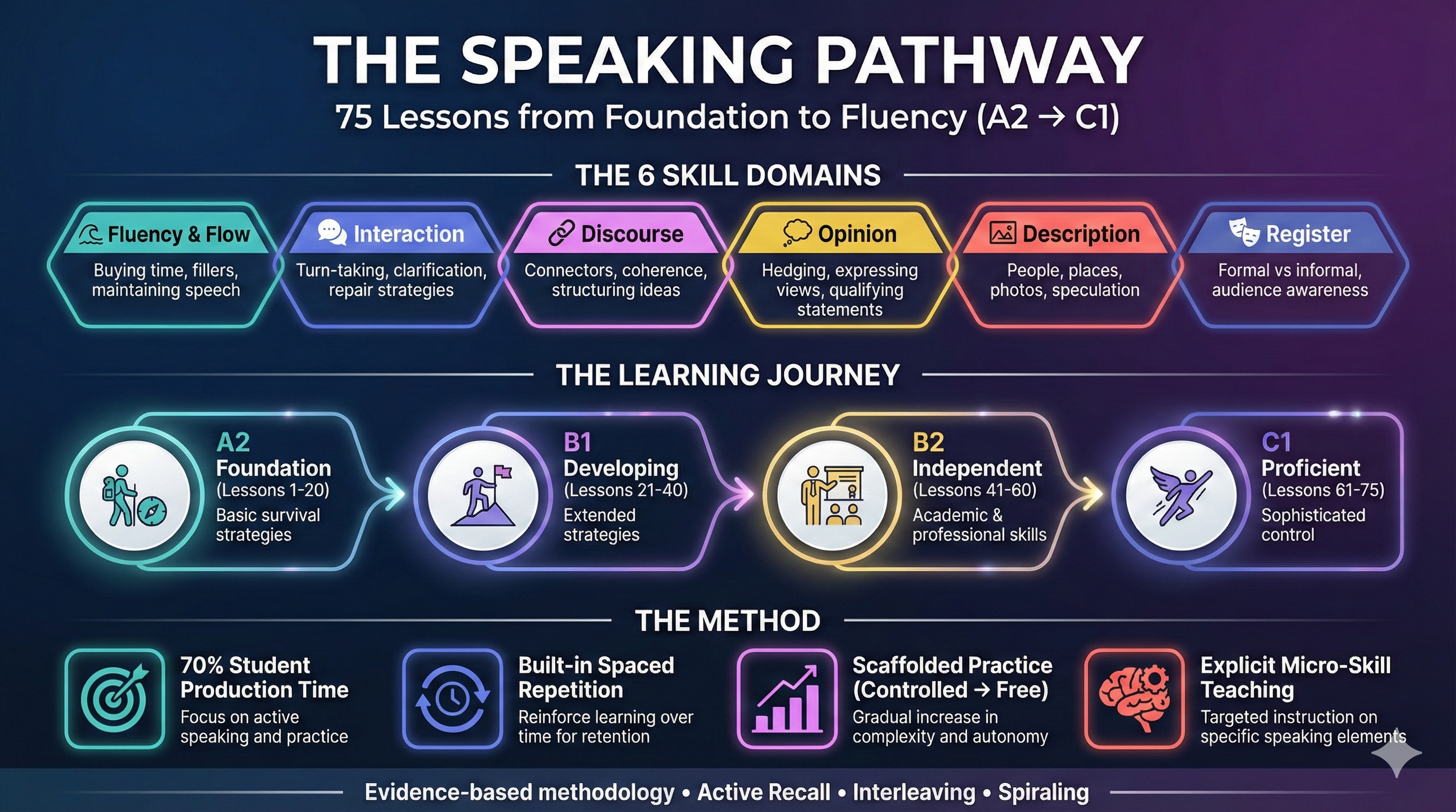 Speaking Pathway - 6 Skill Domains: Fluency, Interaction, Discourse, Opinion, Description, Register